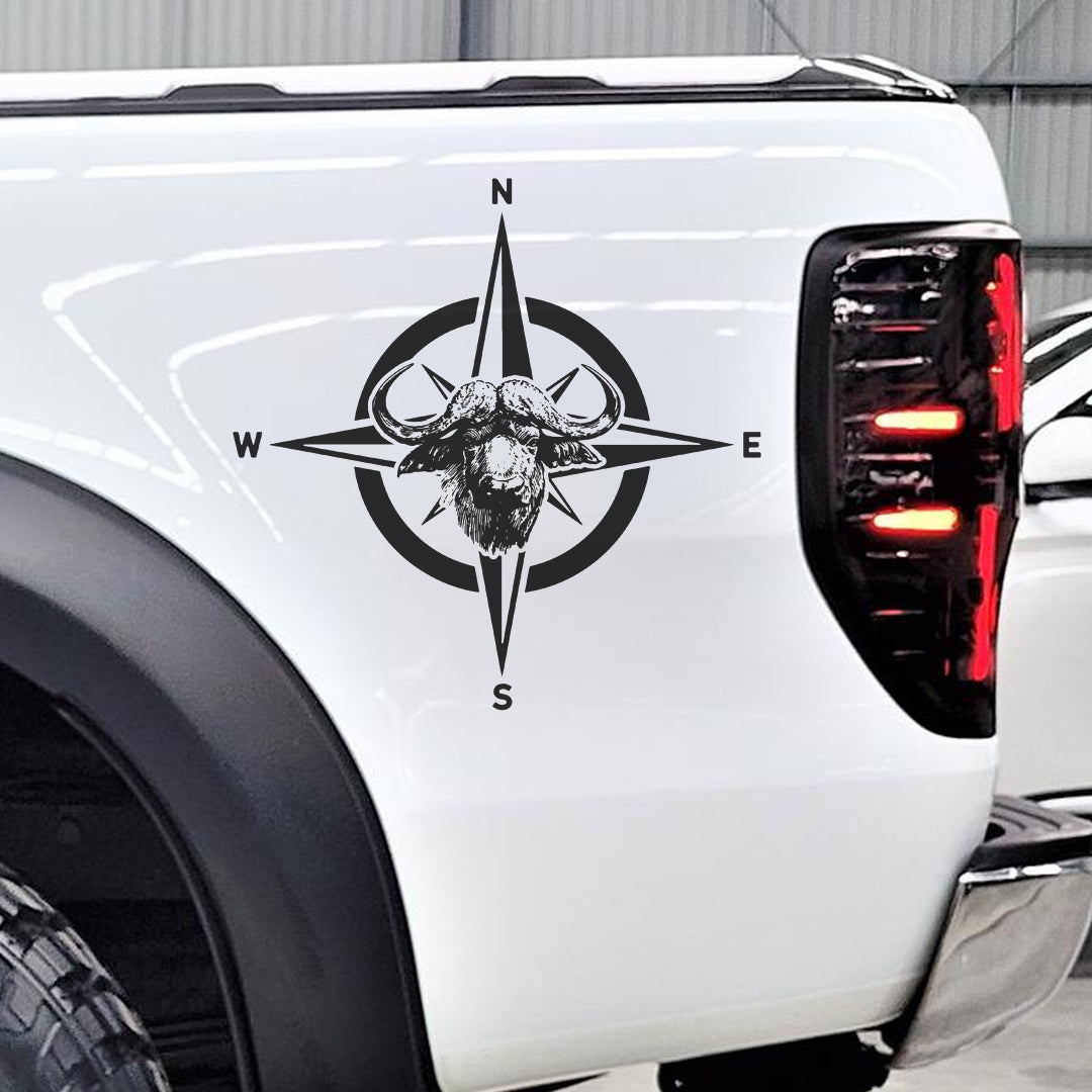 Cape Buffalo Buffel Compass Bakkie Car Vehicle Vinyl Decal Sticker Art