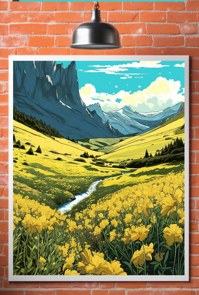 Flowers Hills Stream Moutnains Poster Wall Art South Africa