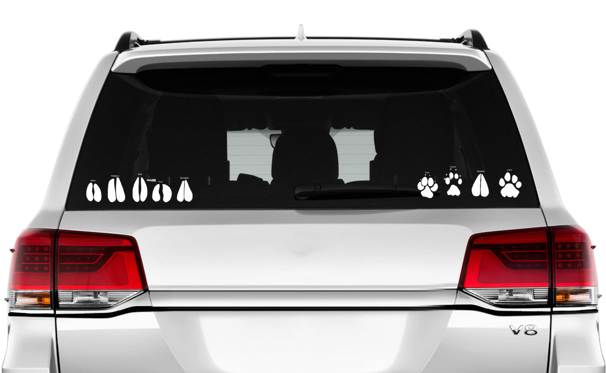 1 set of African Wildlife Paw Tracks Dier Spoor Pote Vinyl Sticker Decal