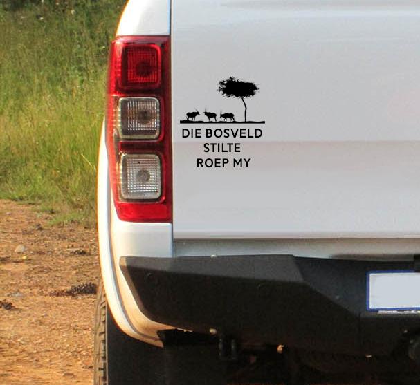 Die bosveld stilte roep my vinyl sticker