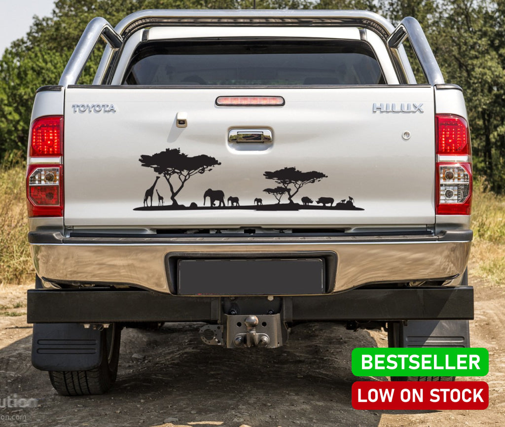 African Afrika Landscape Rhino Bakkie Car Vinyl Decal Sticker Art Or