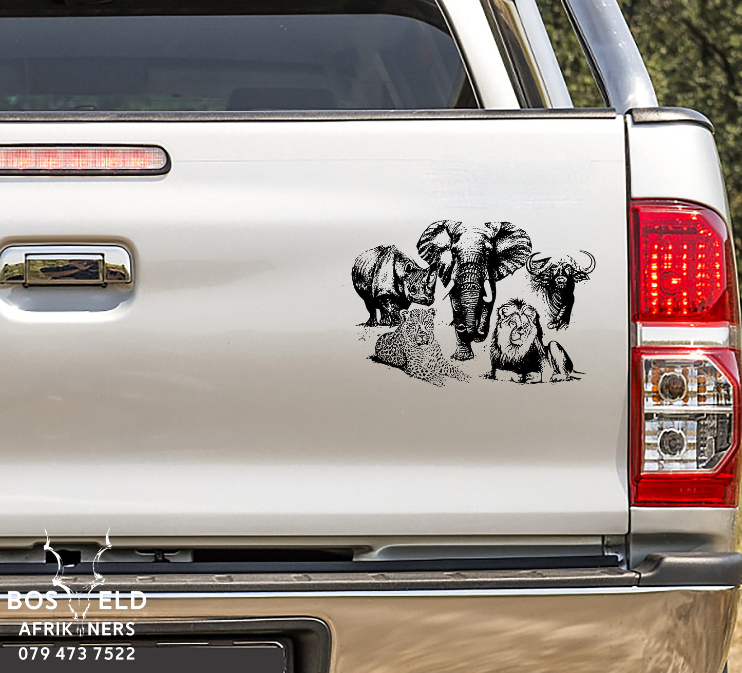 African Big 5 Lion - Leopard - Elephant - Rhino - Buffalo Vinyl Decal Sticker