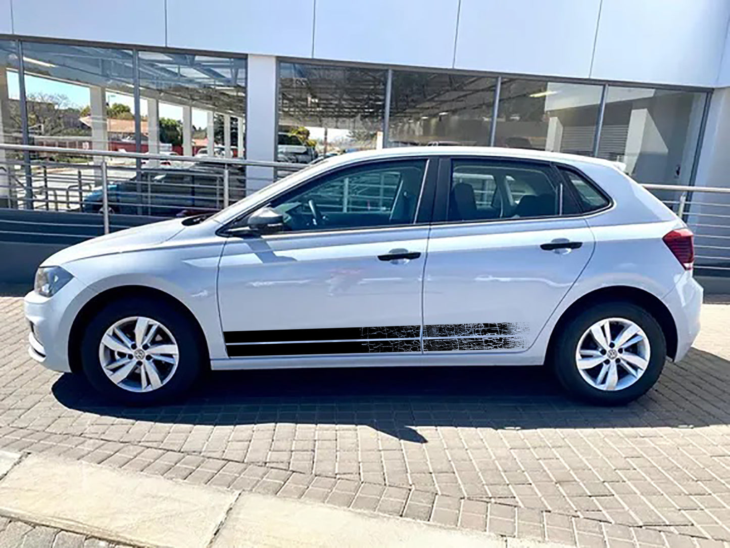 2 Sets Volkswagen VW, Polo, Golf GTI, Jetta Side Shattered Fading Racing Stripe Vinyl Decal Sticker