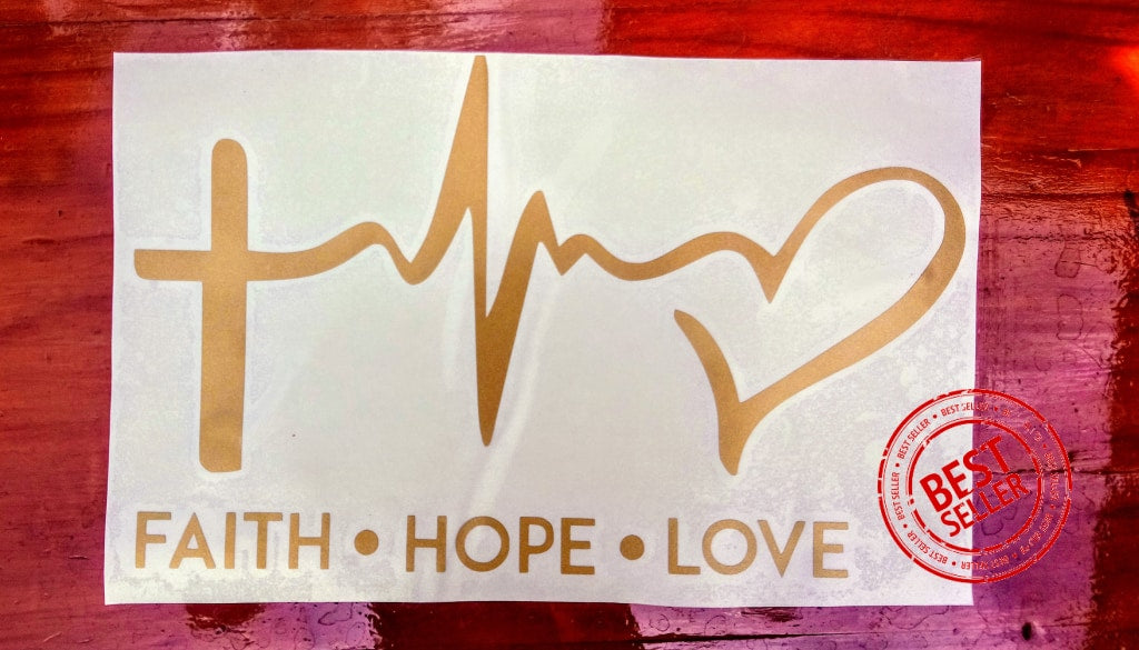 Gold Edition Faith Love Hope Vinyl Sticker Or Decal