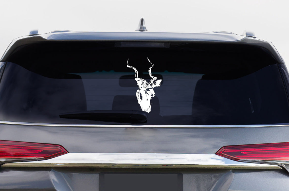African Kudu Bull White Vinyl Decal Sticker