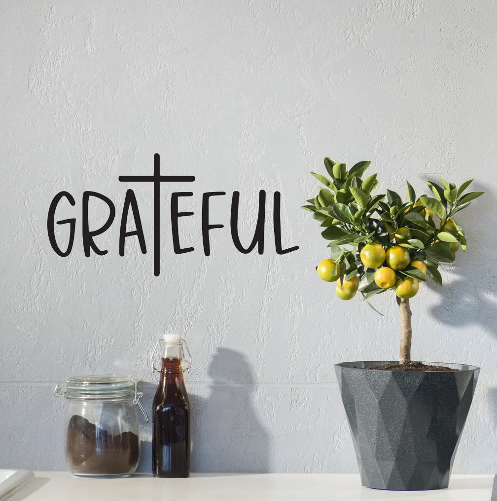 Grateful Christian Quote Bible Verse Scripture Wall Decal Art