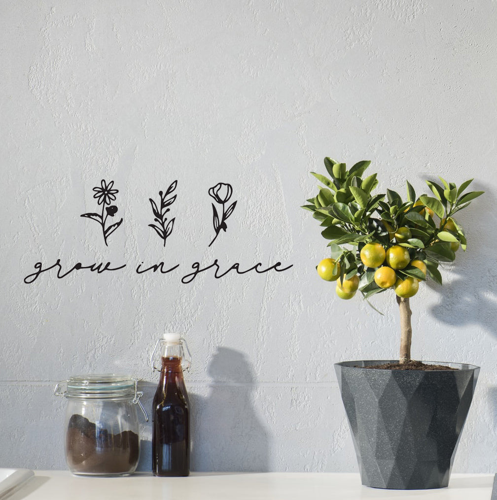 Grow in Grace Christian Quote Bible Verse Scripture Wall Decal Art