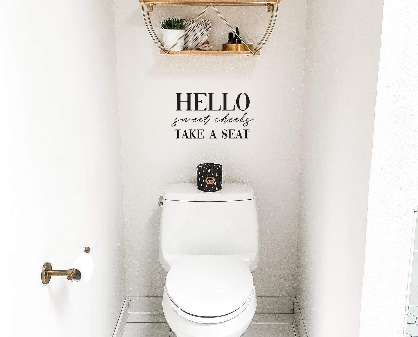 Hello Sweet Cheeks Bathroom, Toilet, Washroom, Restroom Vinyl Decal Sticker Wall Decor