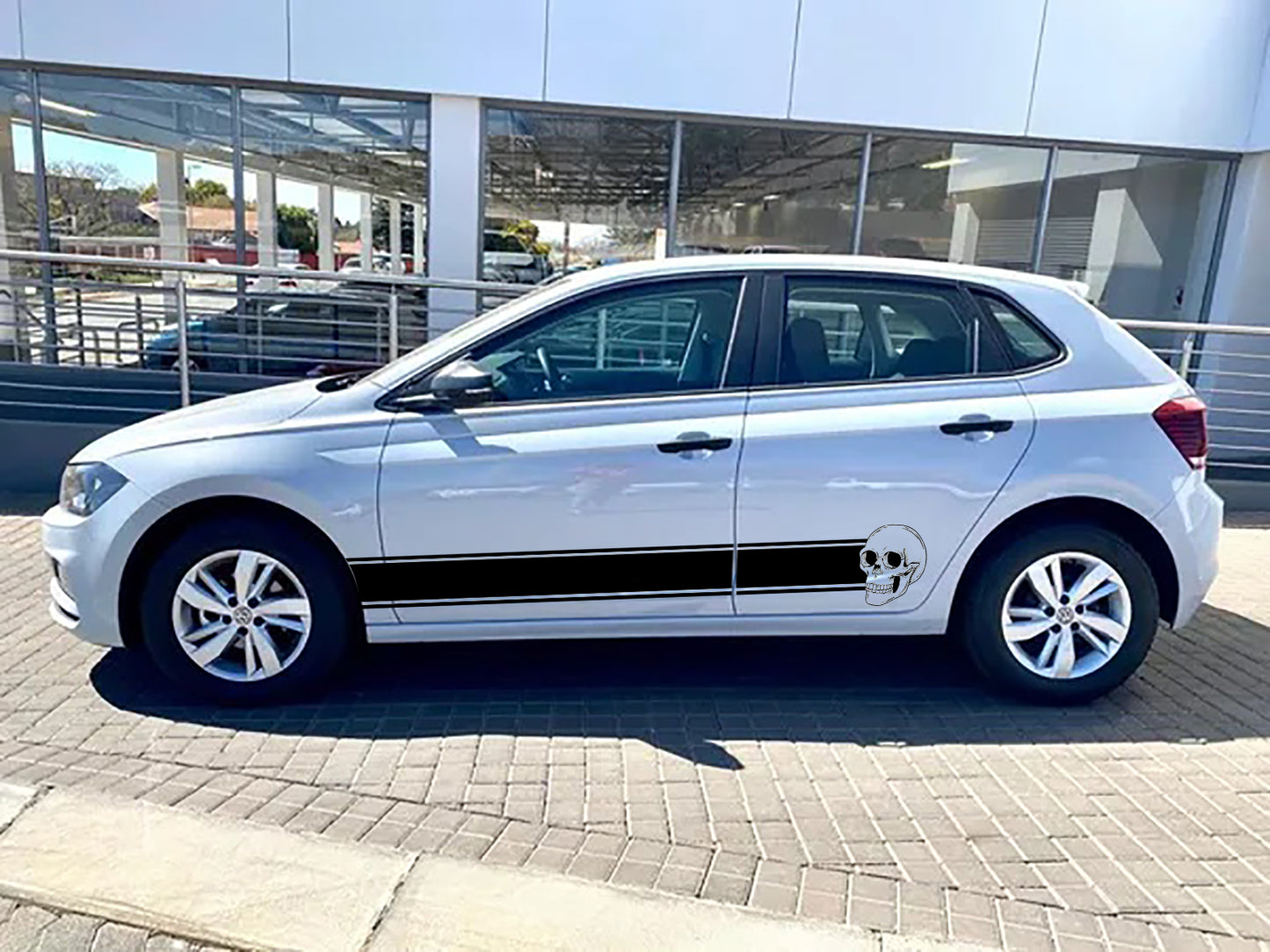 2 Sets Volkswagen VW, Polo, Golf GTI, Jetta Side Doors Human Artistic Skull Vinyl Decal Sticker