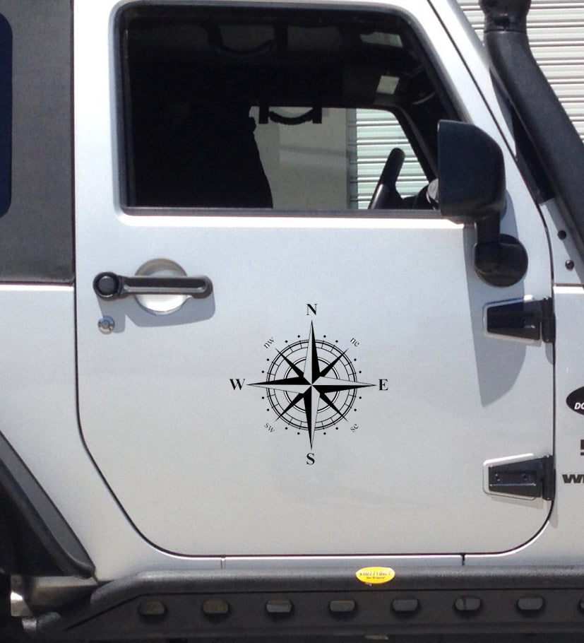 1 set of 2 Compass Vinyl Decal Sticker