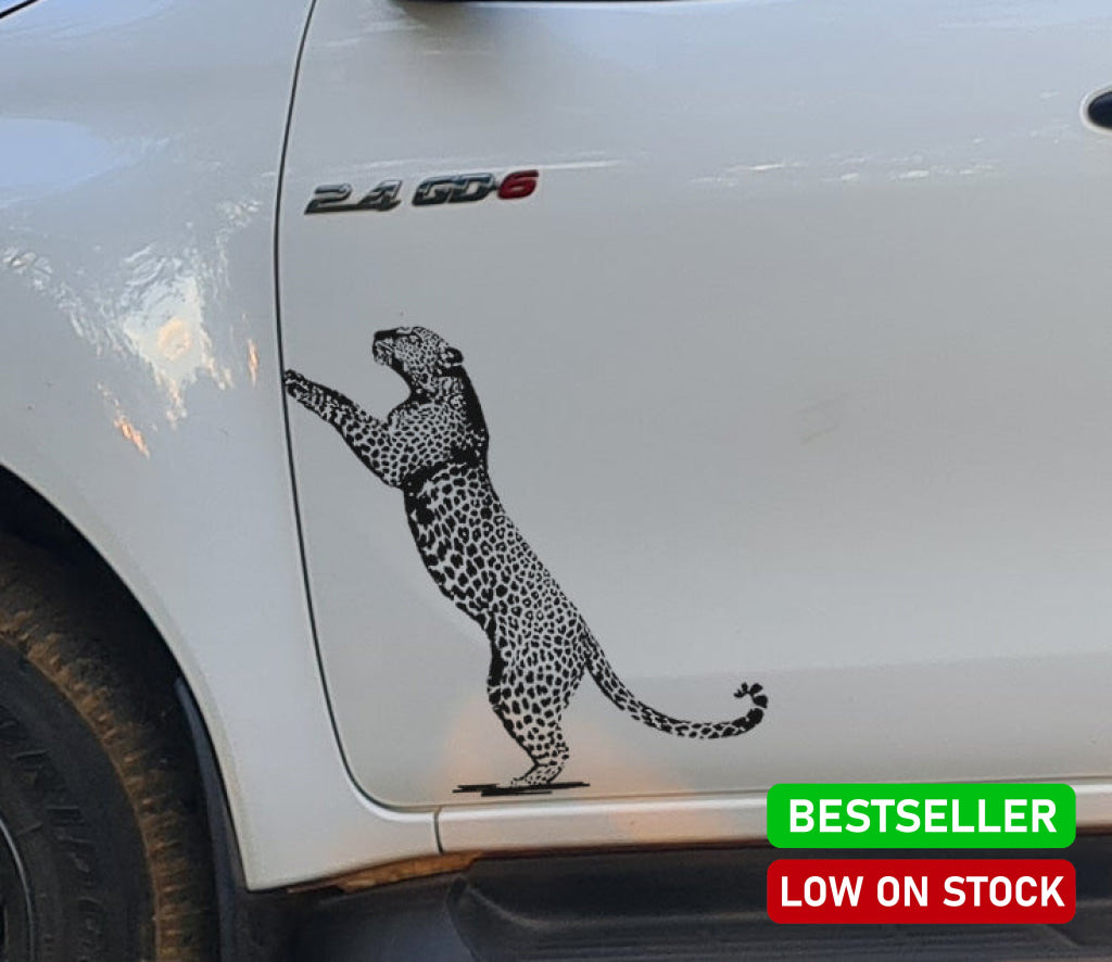 African Leopard Luiperd Jumping Vehicle Wall Up Vinyl Decal Sticker Art Decals