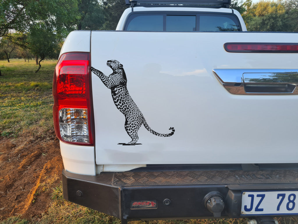 African Leopard Luiperd Jumping Vehicle Wall Up Vinyl Decal Sticker Art Decals