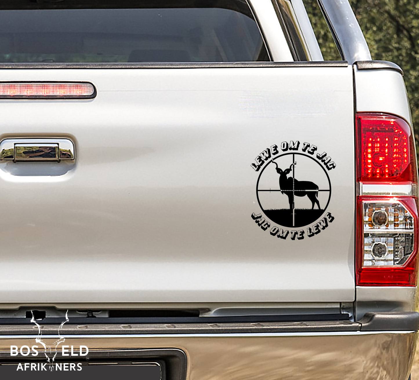 Lewe Om Te Jag, Jag Om Te Lewe Crosshair African Wildlife Safari Hunting Vinyl Decal Sticker
