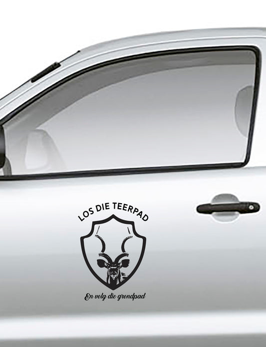 Los die teerpad en volg die grondpad vinyl Sticker