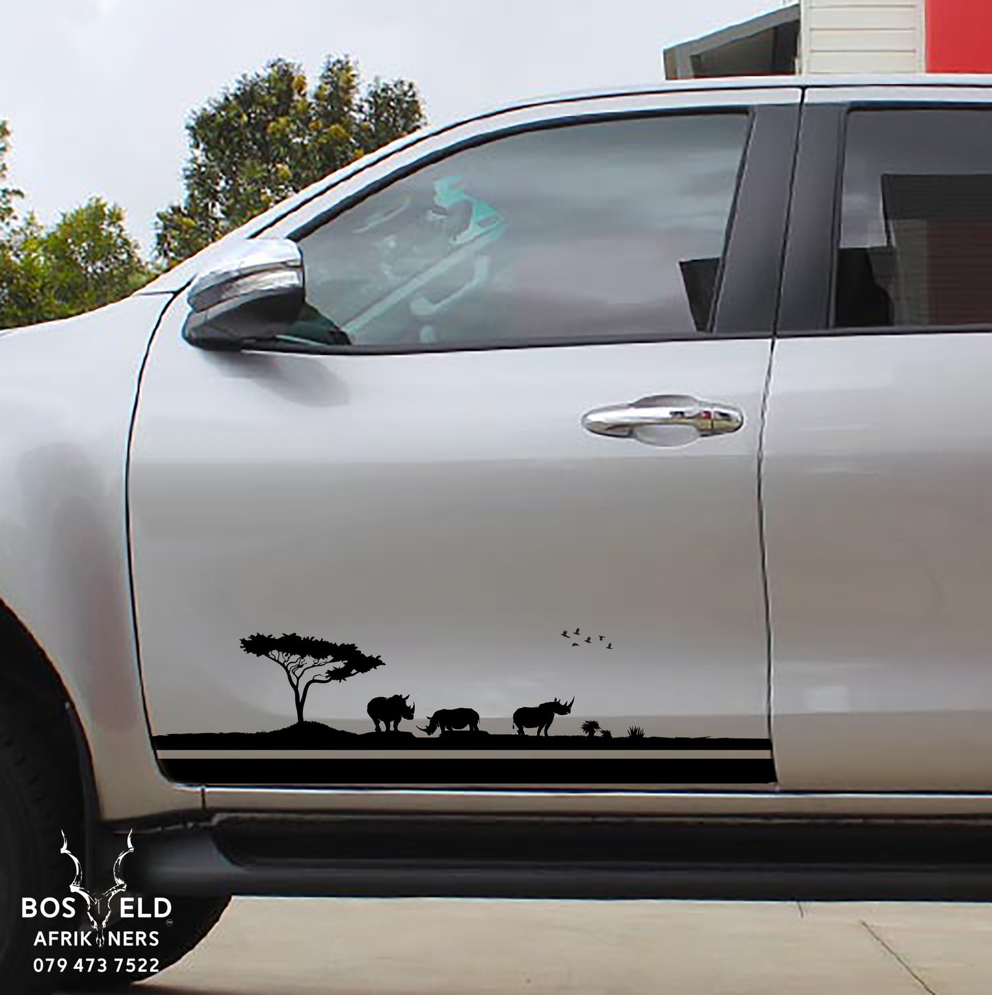 2 Set Rhino Landscape African Safari Wildlife Vinyl Decals Stickers