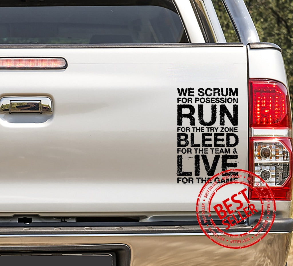 We Scrum For Posession Rugby Vinyl Decal Sticker