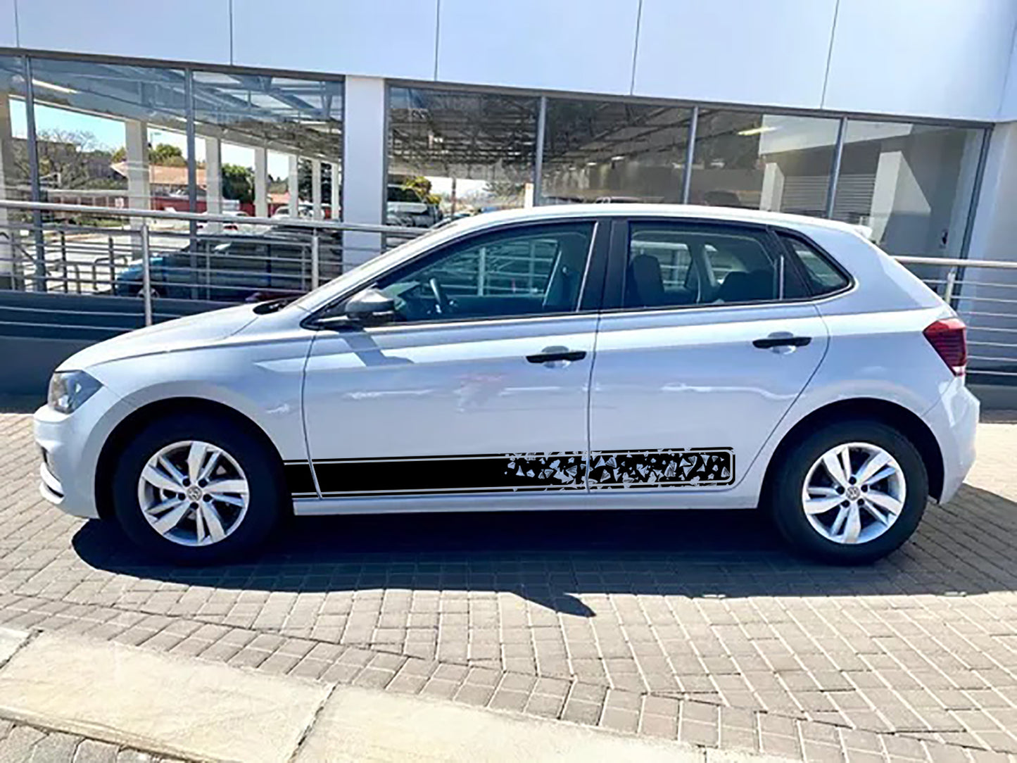 2 Sets Volkswagen VW, Polo, Golf GTI, Jetta Side Doors Shattered Glass Vinyl Decal Sticker