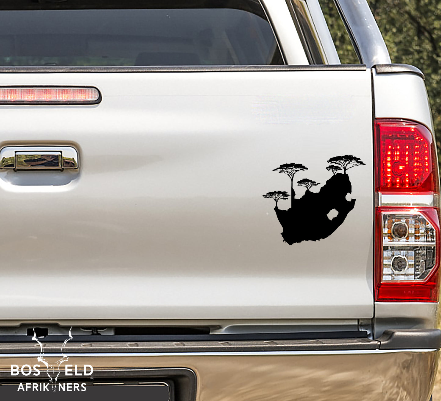 Suid-Afrika Kaart, South Africa Map With Trees African Wildlife Safari Vinyl Decal Sticker