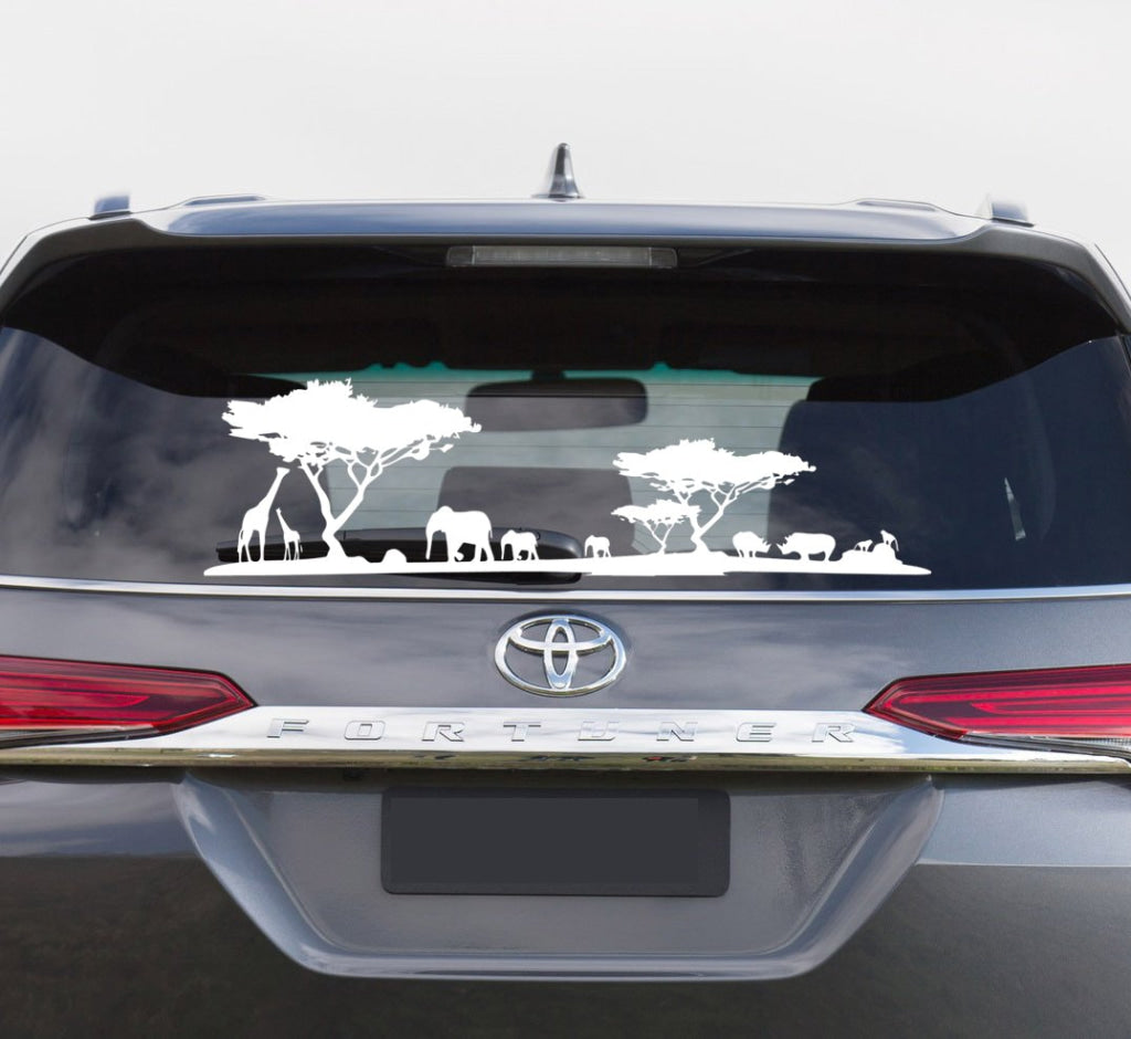 African Afrika Landscape Rhino Bakkie Car Vinyl Decal Sticker Art Or