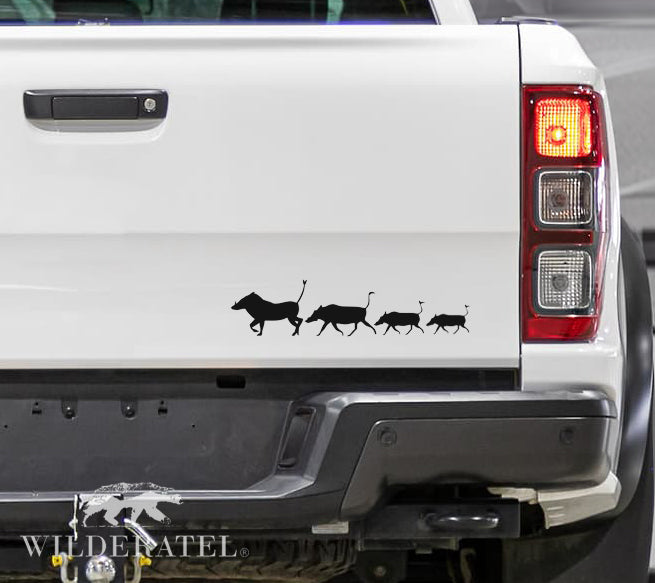 Warthog Vlakvark Running Family of 4 Vinyl Decal Sticker