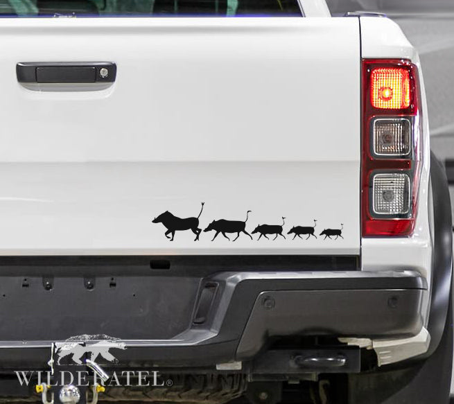 Warthog Vlakvark Running Family of 5 Vinyl Decal Sticker