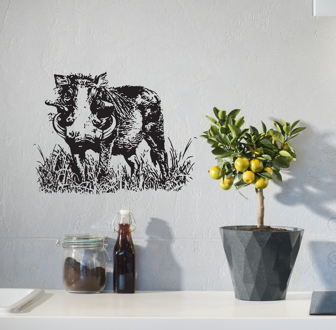 Vlakvark Warthog in Grass Bakkie Car Vinyl Decal Sticker Kit