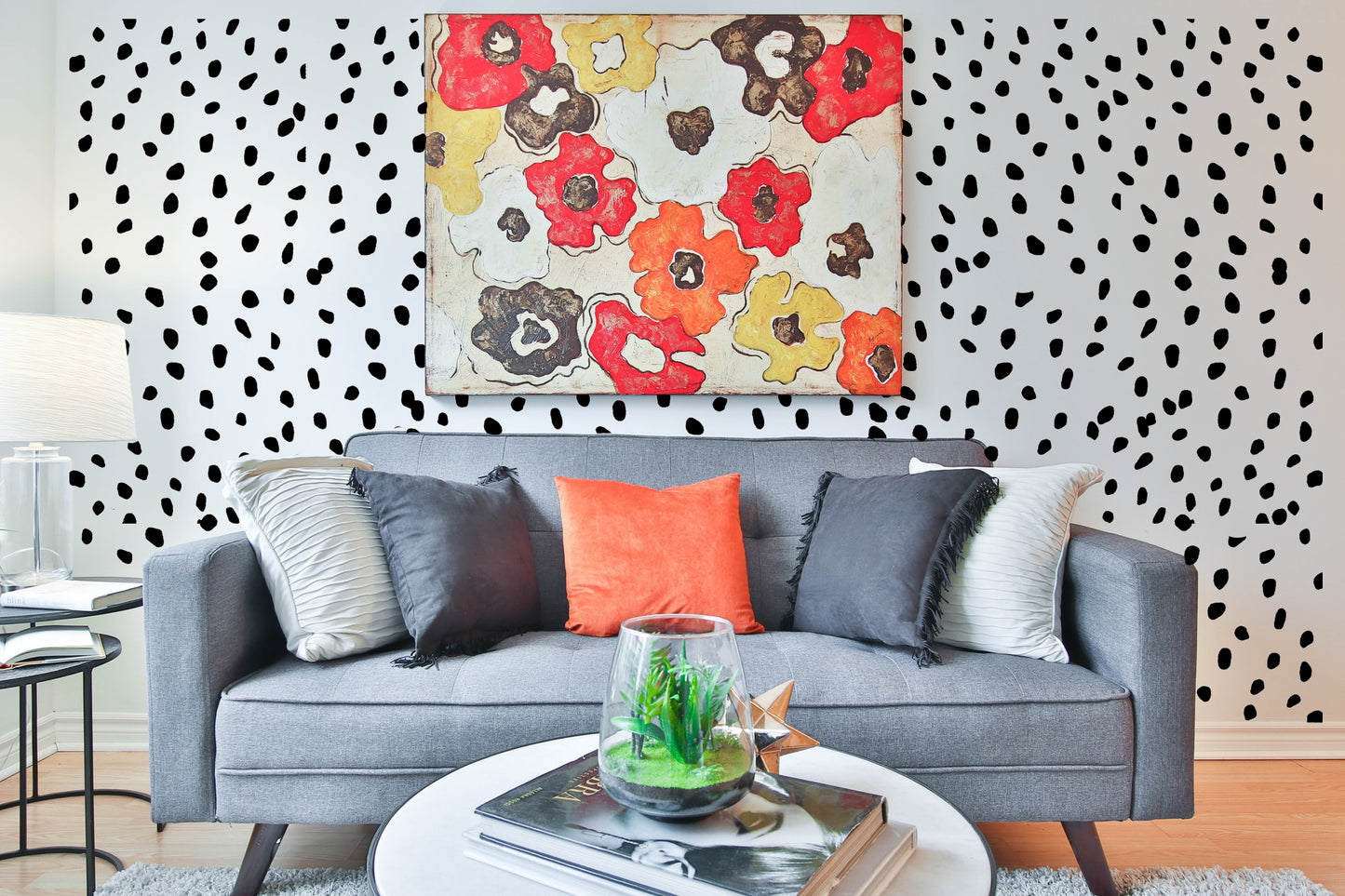 100 pcs Modern, Abstract, Nursery, Scandinavian Polka Dots Vinyl Decal Sticker Wall Decor