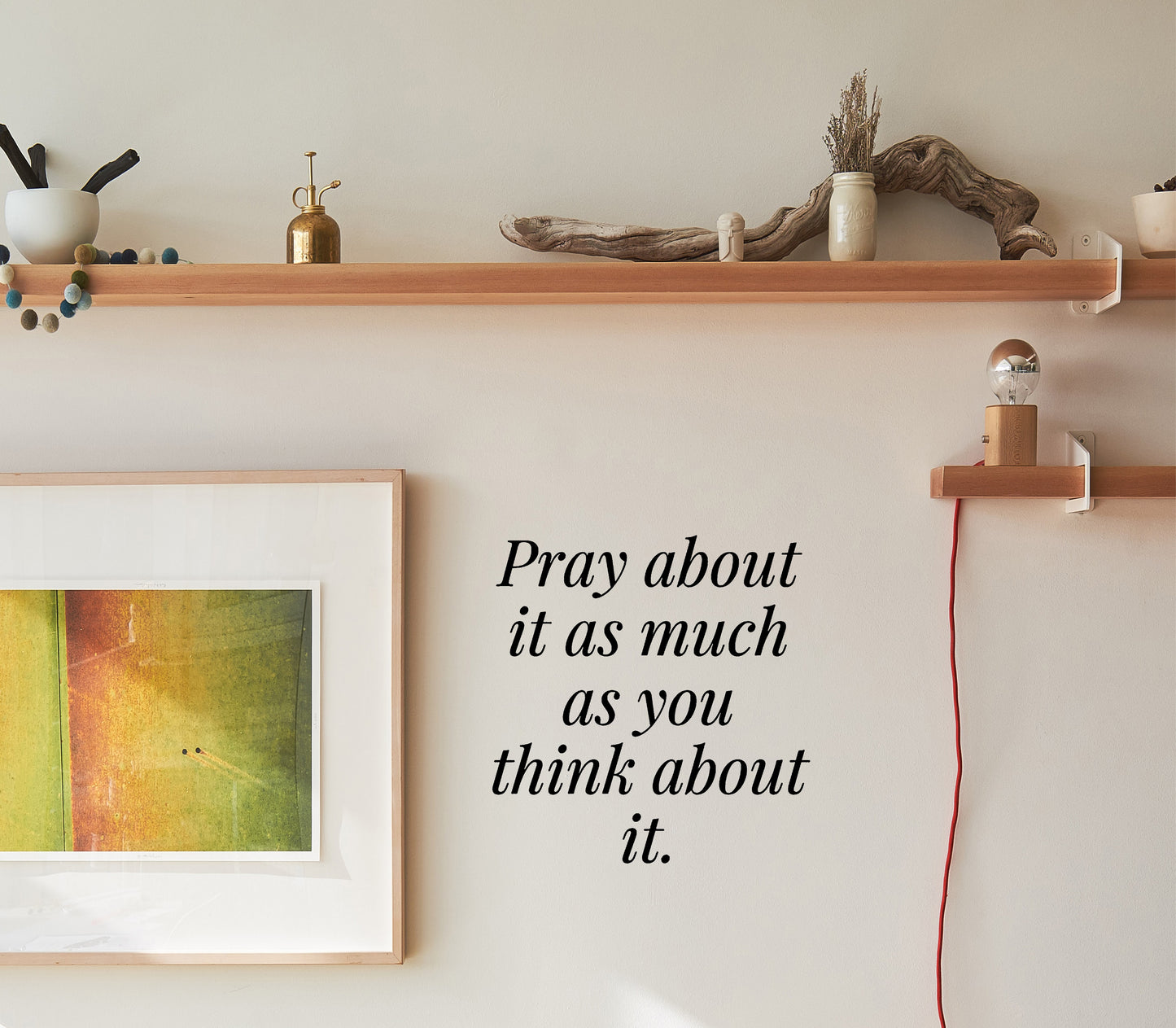 Pray about it as much as you think about it christian quote vinyl decal sticker