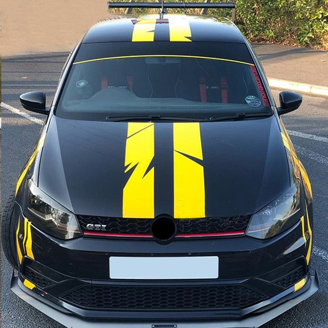 Volkswagen VW, Polo, Golf GTI, Jetta Long Stripe Car Body Sport Racing Front Head Bonnet Hood Bumper Roof Vinyl Decal Sticker
