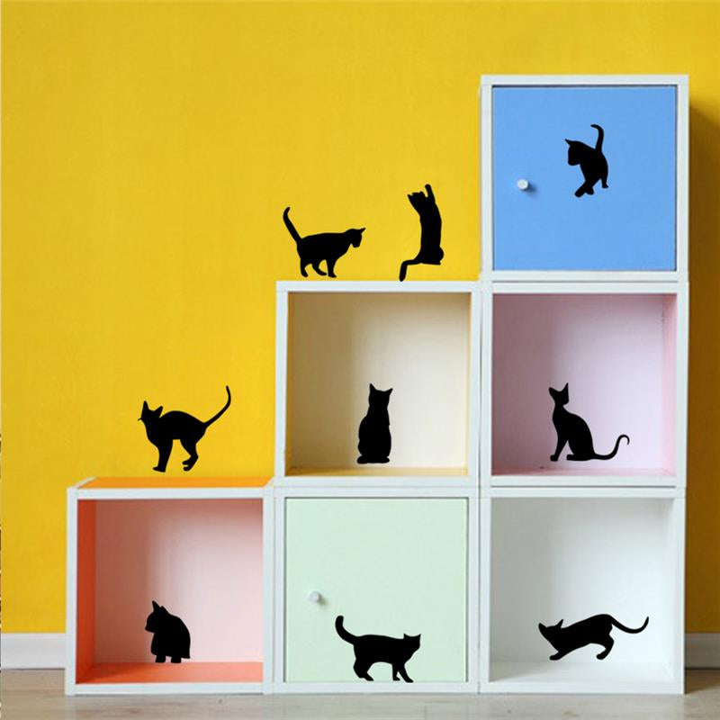 Cat play Wall Sticker Butterflies Stickers Decor Decals for Walls Vinyl Removable Decal/Wall Murals