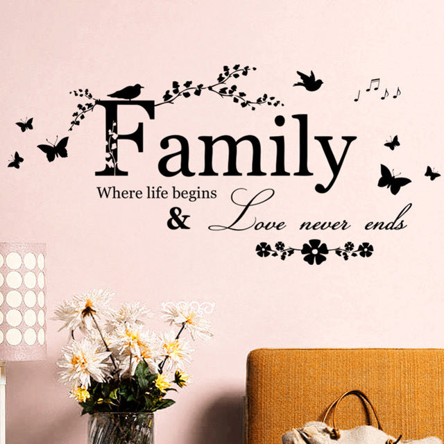 Art Words Quote Wall Sticker Family Quotes Wall Decal Home Decoration Bedroom Removable Vinyl Adesivo De Parede 12Style Choose