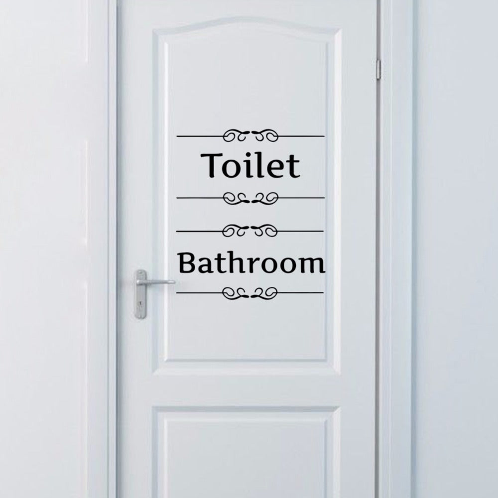 Vintage Wall Sticker Bathroom Decor Toilet Door Vinyl Decal Transfer Vintage Decoration Quote Wall Art
