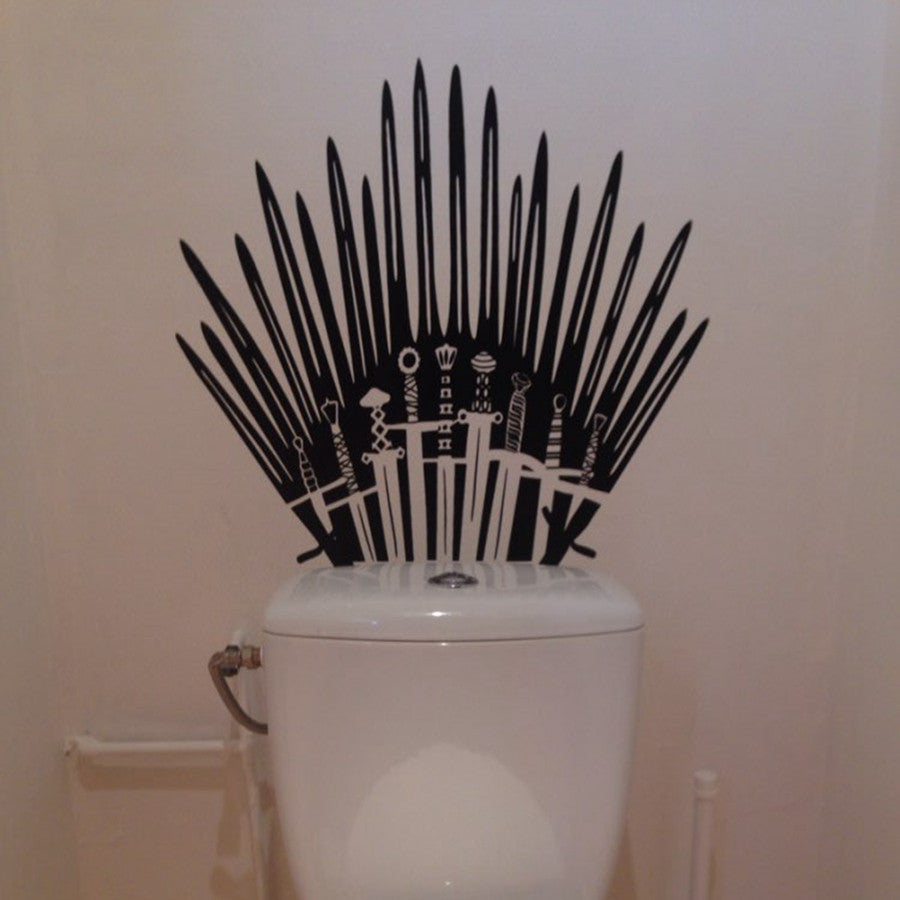 Funny Iron Throne GOT Toilet Vinyl Wall Sticker Game of thrones Wall Decals For Bathroom Decoration Free Shipping