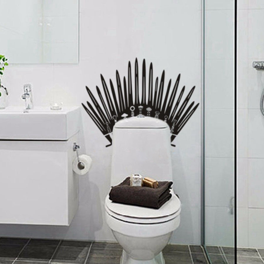 Funny Iron Throne GOT Toilet Vinyl Wall Sticker Game of thrones Wall Decals For Bathroom Decoration Free Shipping