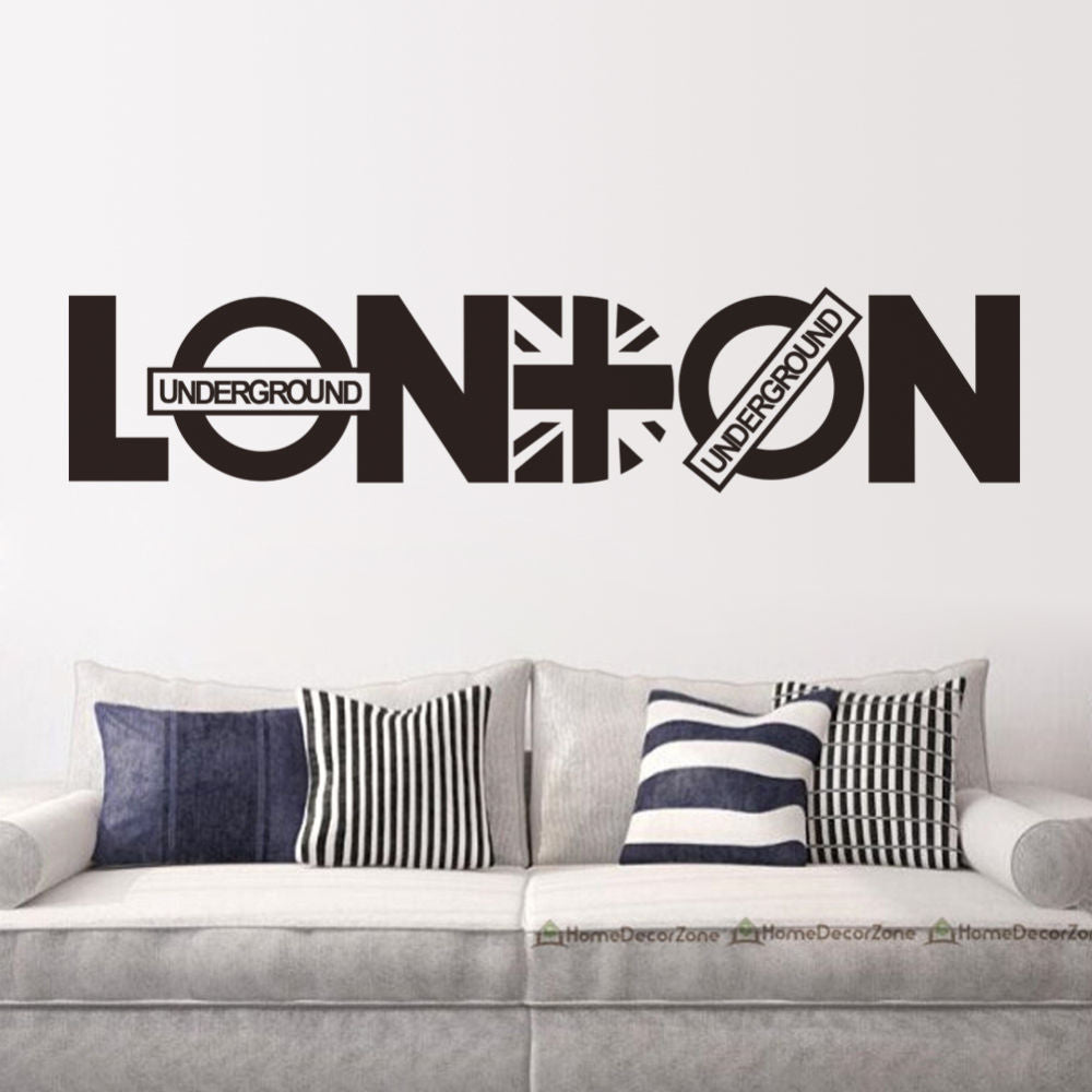 Modern London Words Quotes Wall Sticker Home Decor Vinyl Decals Living Room Wall Mural Fashion Wallpaper ES-103