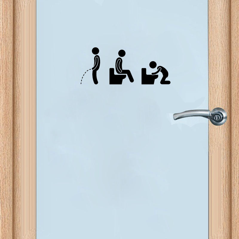 Funny Personality Toilet Icon Vinyl Door Sticker Stylish Home Decoration Accessories