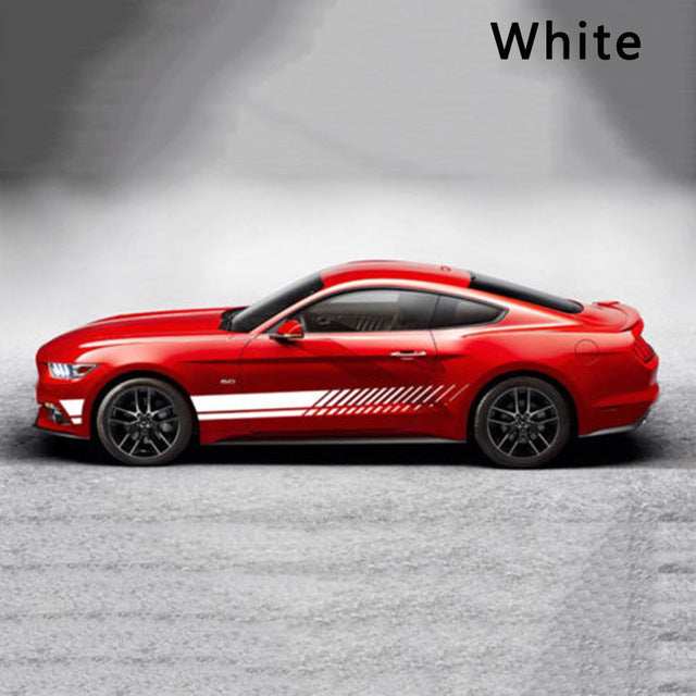 2Pcs Sports Racing Stripe Graphic Stickers Waterproof Self-adhesive Auto Car Body Side Door Vinyl Decals Red/ White/ Black