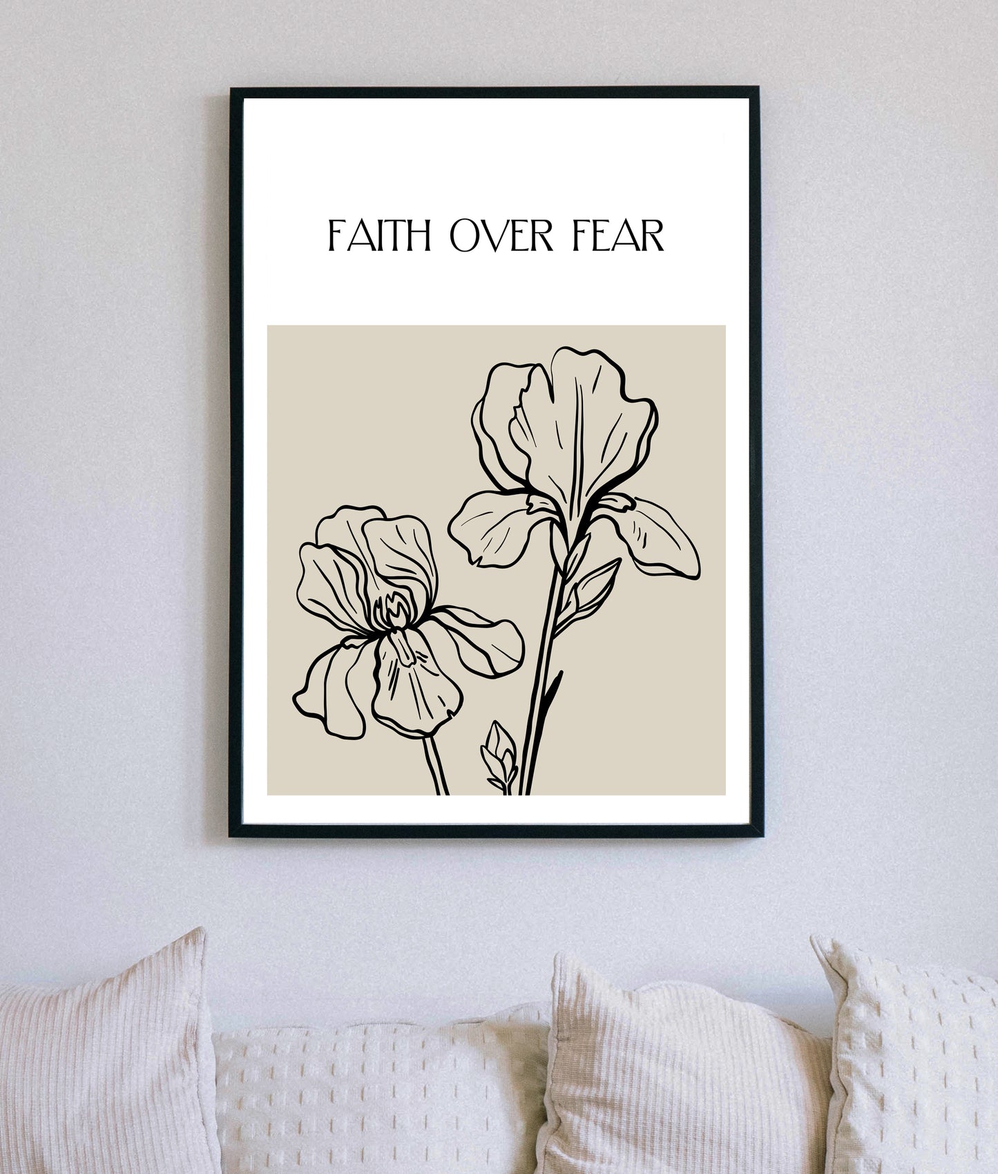 Faith Over Fear Christian Quote, Scripture, Bible Verse Poster Wall Art