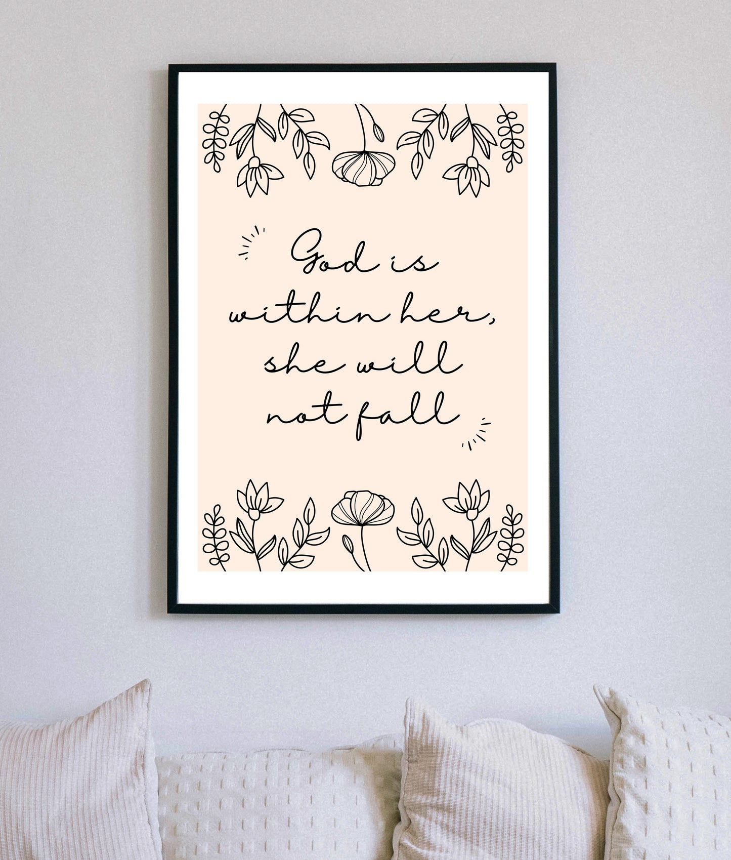 God is within her Christian Quote, Scripture, Bible Verse Poster Wall Art
