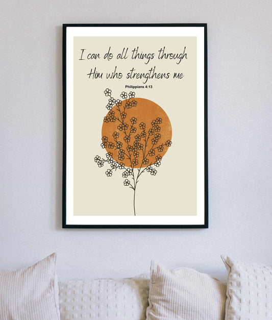 I Can Do All Things Christian Quote, Scripture, Bible Verse Poster Wall Art