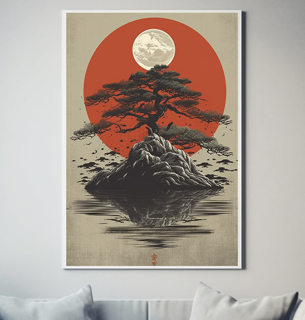Japanese Landscape Sunset and Tree Poster Wall Art South Africa