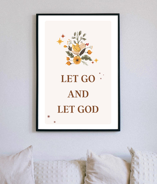Let Go and Let God Christian Quote, Scripture, Bible Verse Poster Wall Art