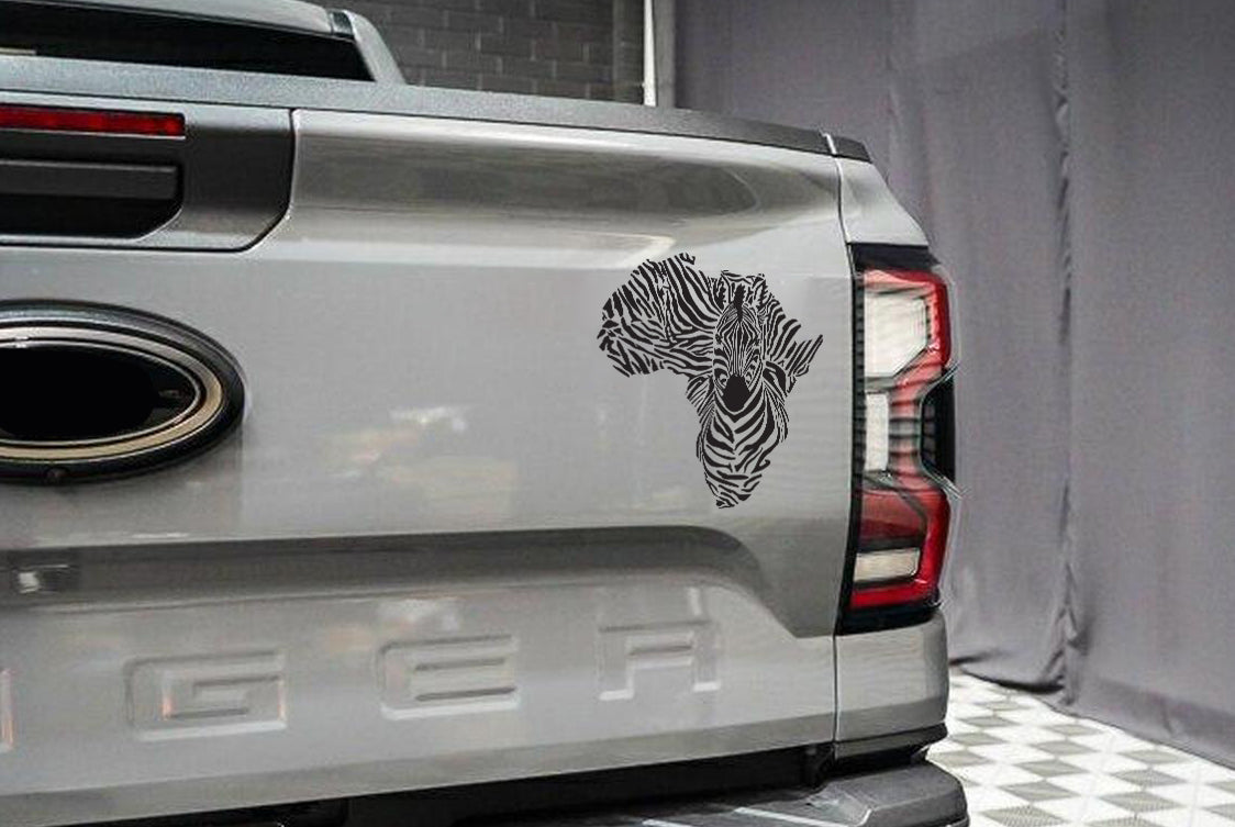 Zebra African Continent Map Bakkie Car Vehicle Vinyl Decal Sticker Art