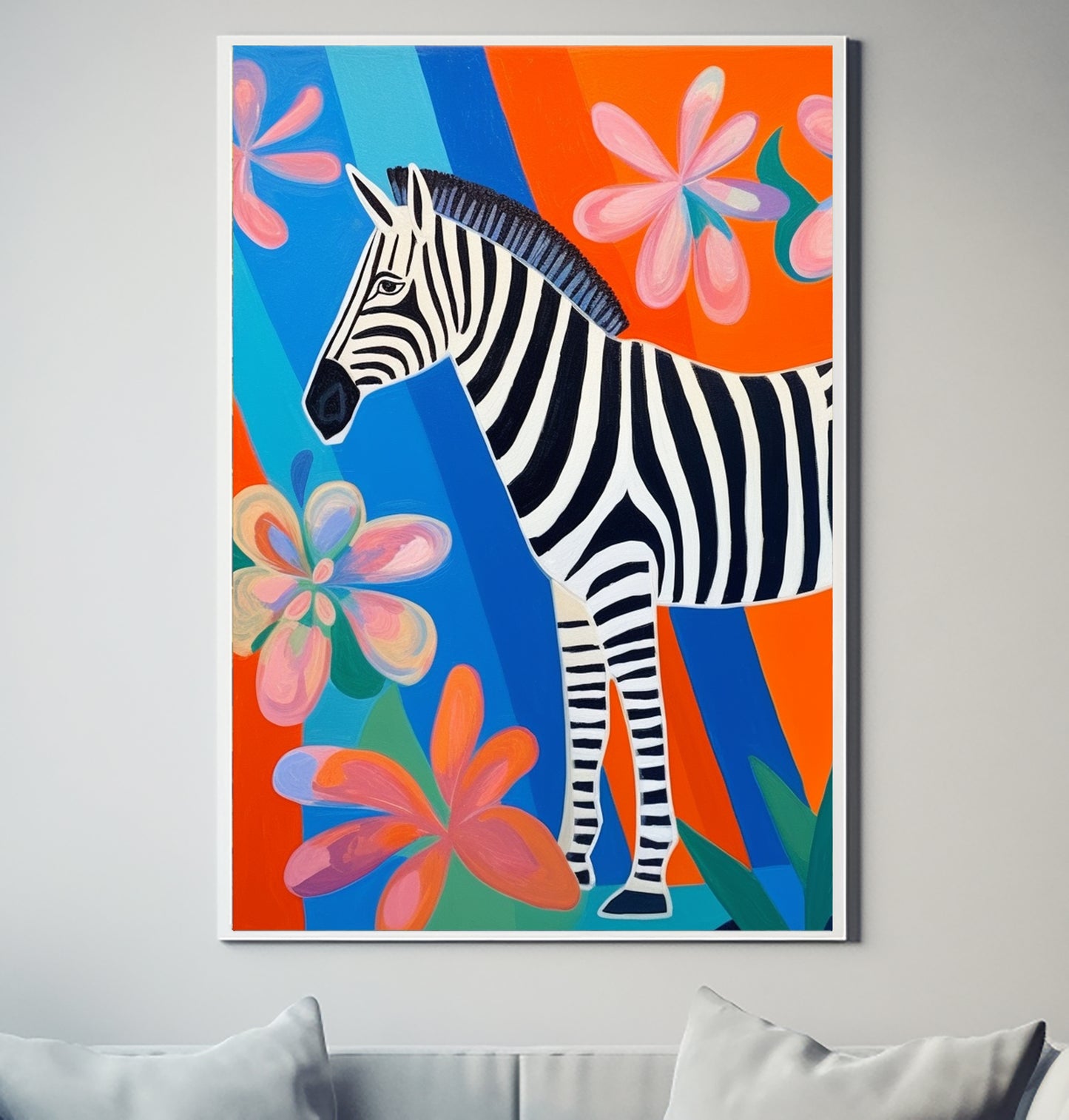 African Zebra Henri Matisse Style Wildlife Decor Poster Wall Art