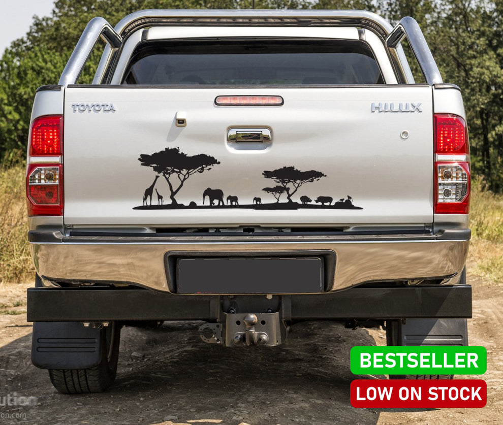 African Afrika Landscape Rhino Bakkie Car Vinyl Decal Sticker Art ...