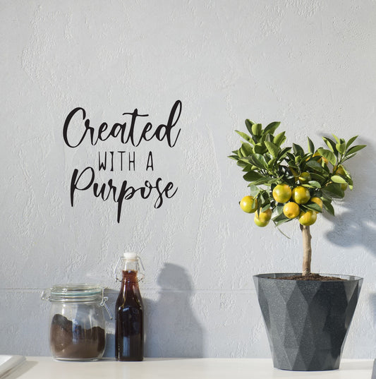 Created With A Purpose V2 Christian Quote Bible Verse Scripture Wall Decal Art