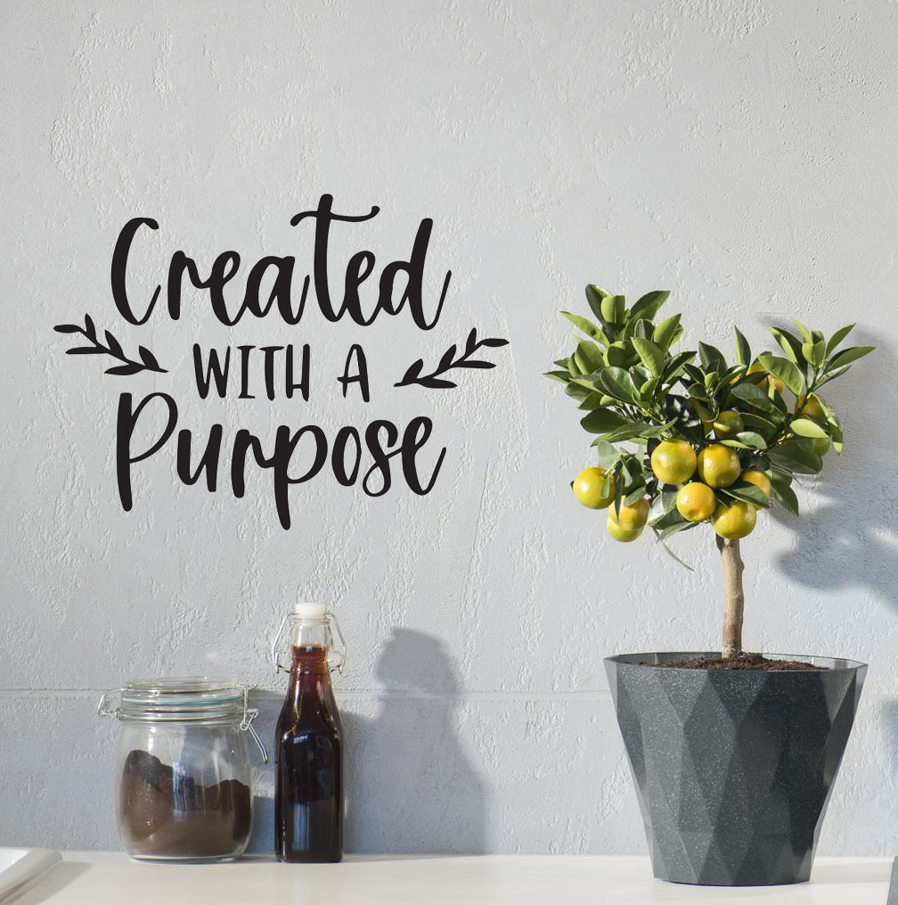 Created With A Purpose Christian Quote Bible Verse Scripture Wall Decal Art