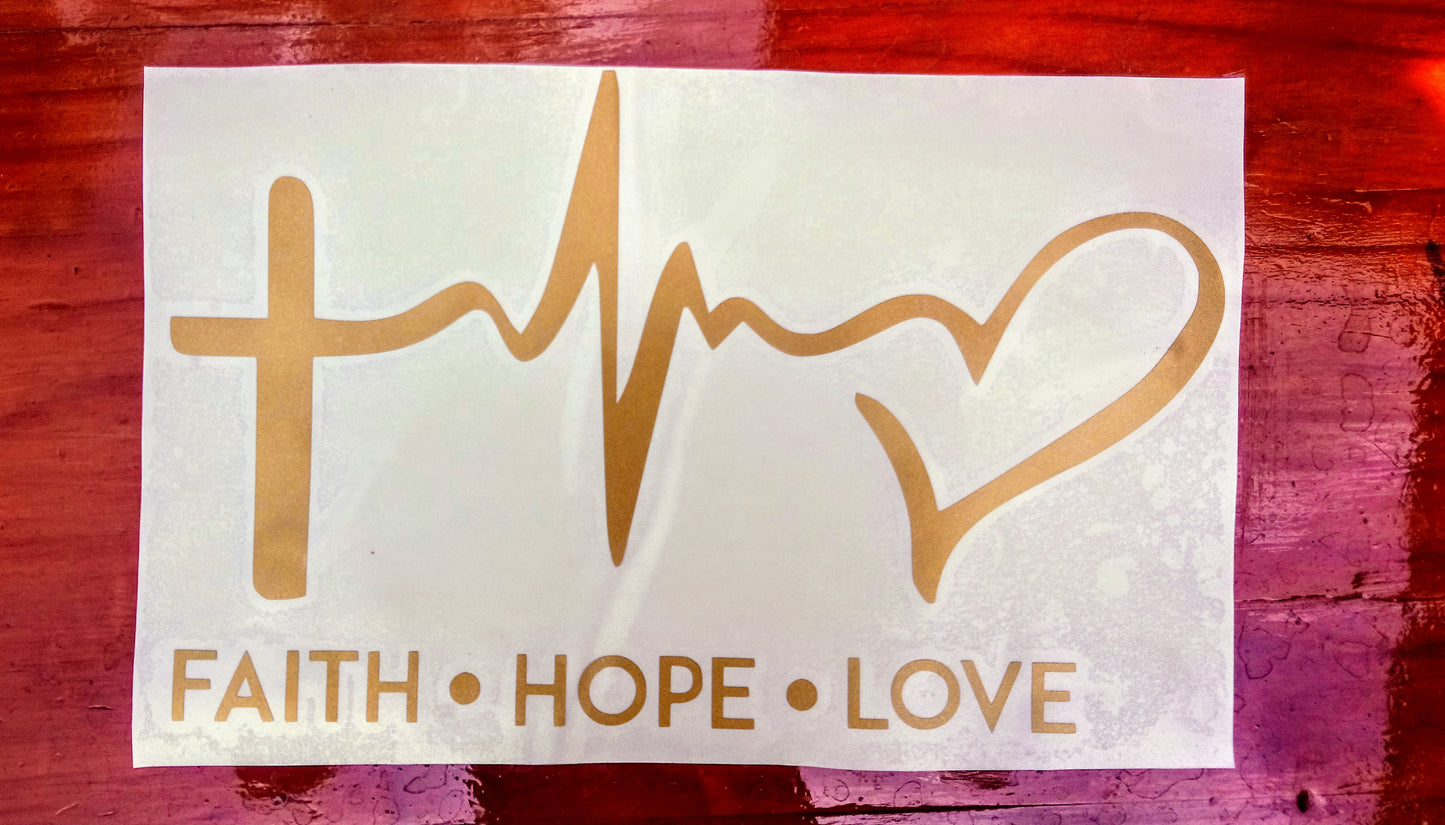 Gold Edition Faith Love Hope Vinyl Sticker (Special)