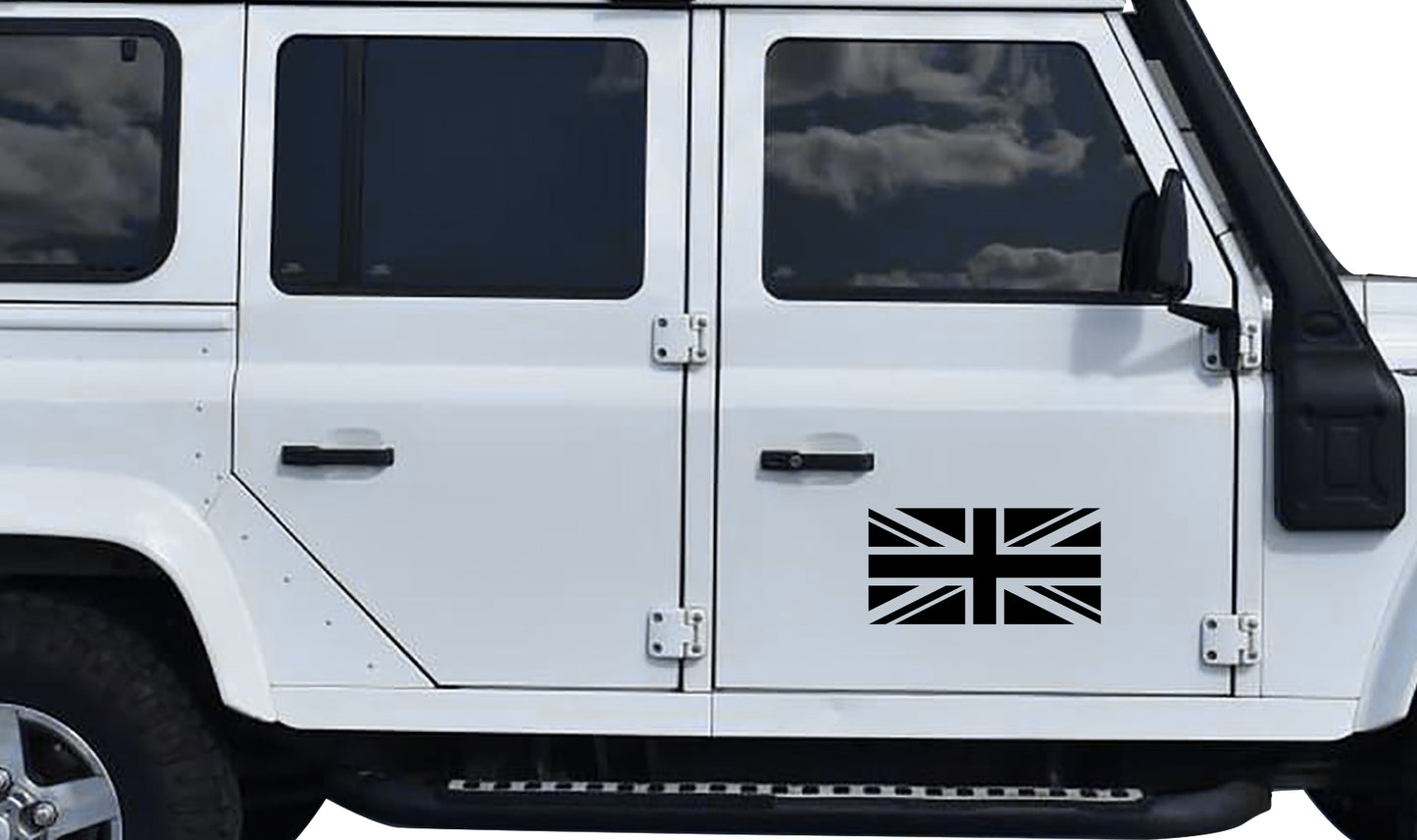 2 x Union Jack British Flag Land Rover Defender Decal Sticker Graphics SA