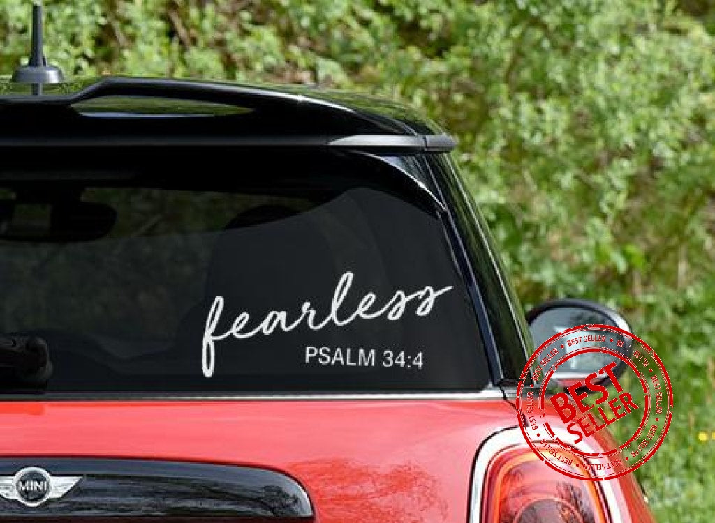 Fearless Psalm 34:4 Vinyl Decal Sticker For Car Or Wall Christian Goods